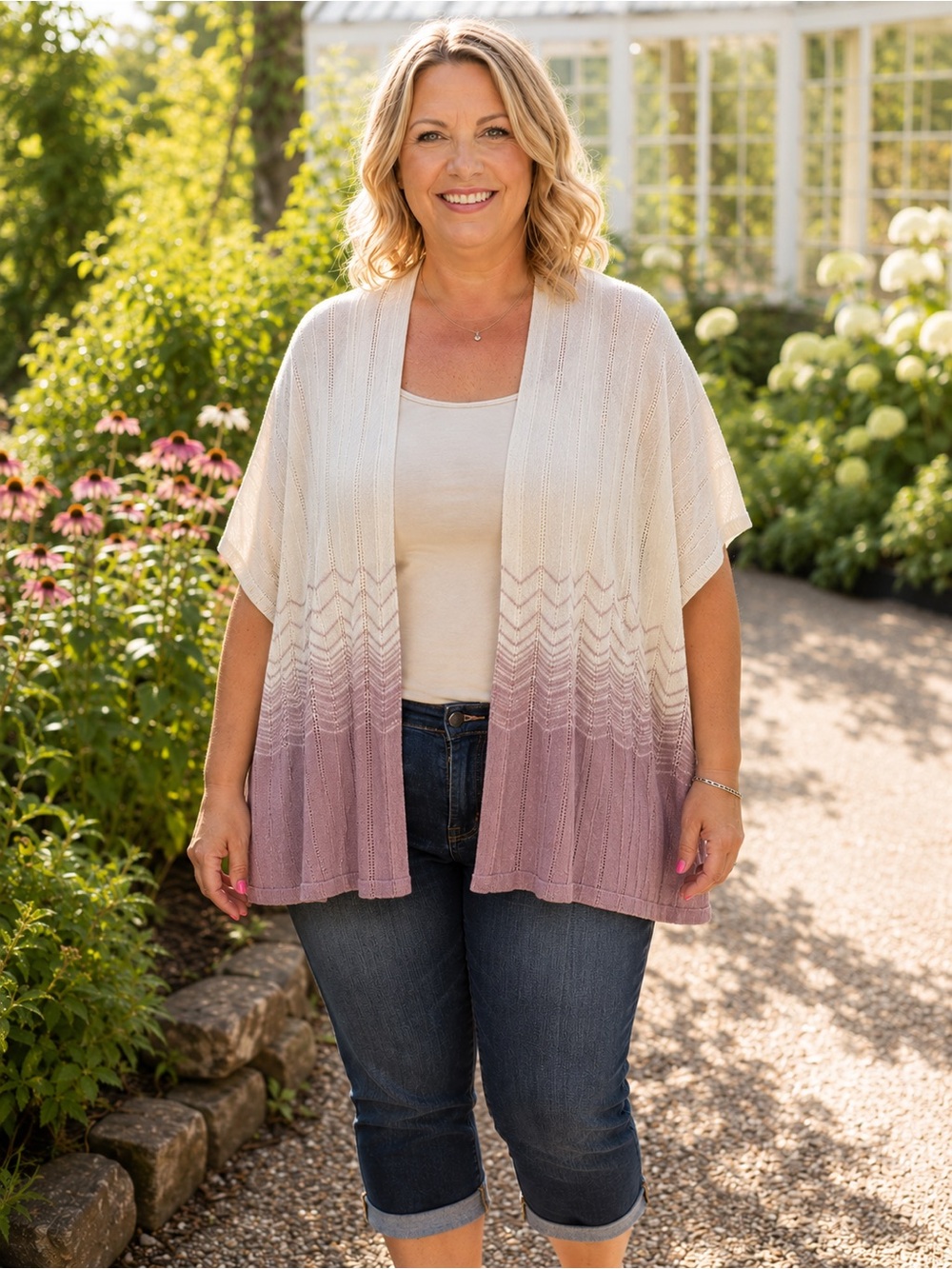 ✨ Torrid NWOT Ombré Open-Knit Cardigan | Cream + Dusty Mauve ✨